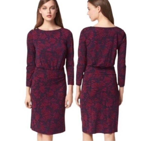Tory Burch Dresses & Skirts - Tory Burch Etta Floral Sheath Dress Navy Fuschia Size Small Knee Length